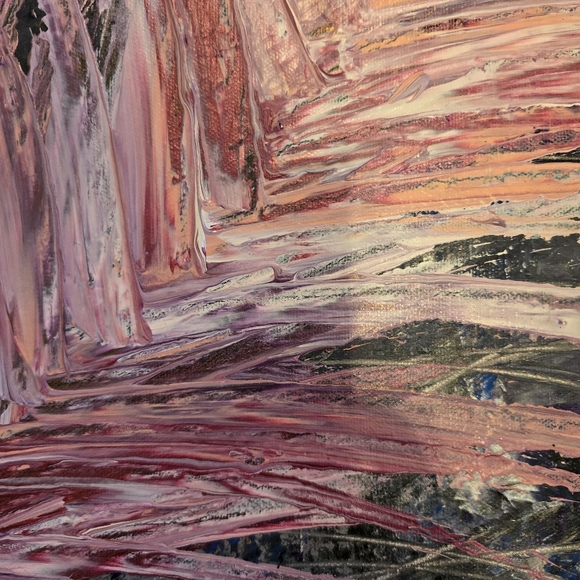 HANDCRAFTED Abstract Painting HANDPAINTED Wall Art Decor Pink Gray Purple Blue - Picture 11 of 17